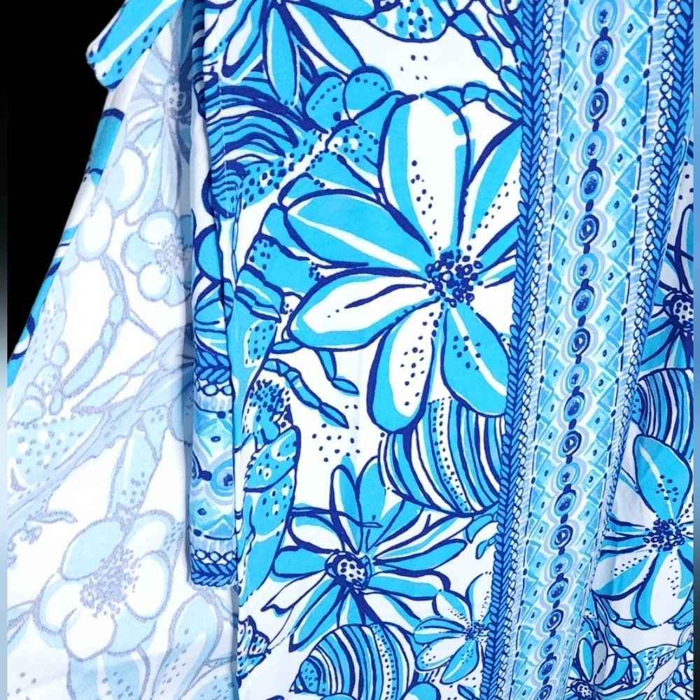 Lilly Pulitzer Donna Maxi Romper Succulent Blue Pop Up Coronado Crab Size 00 - Picture 6 of 10